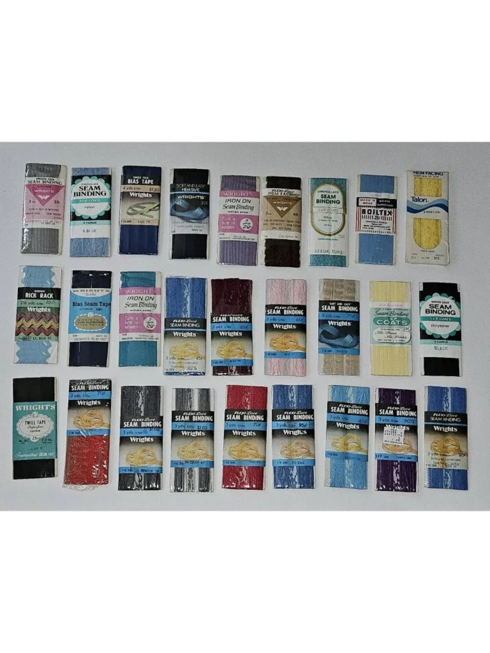 VTG Mixed Lot 27 Bias Tape Seam Binding Lace Rick Rack J&P Wrights Talon NOS